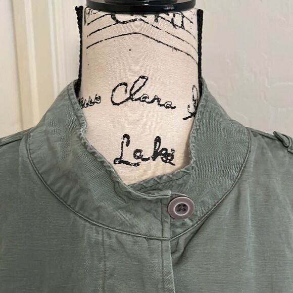 Rails Sahara Sage Green Utility Style Linen Blend Distressed Jacket Boho Casual - Picture 6 of 12